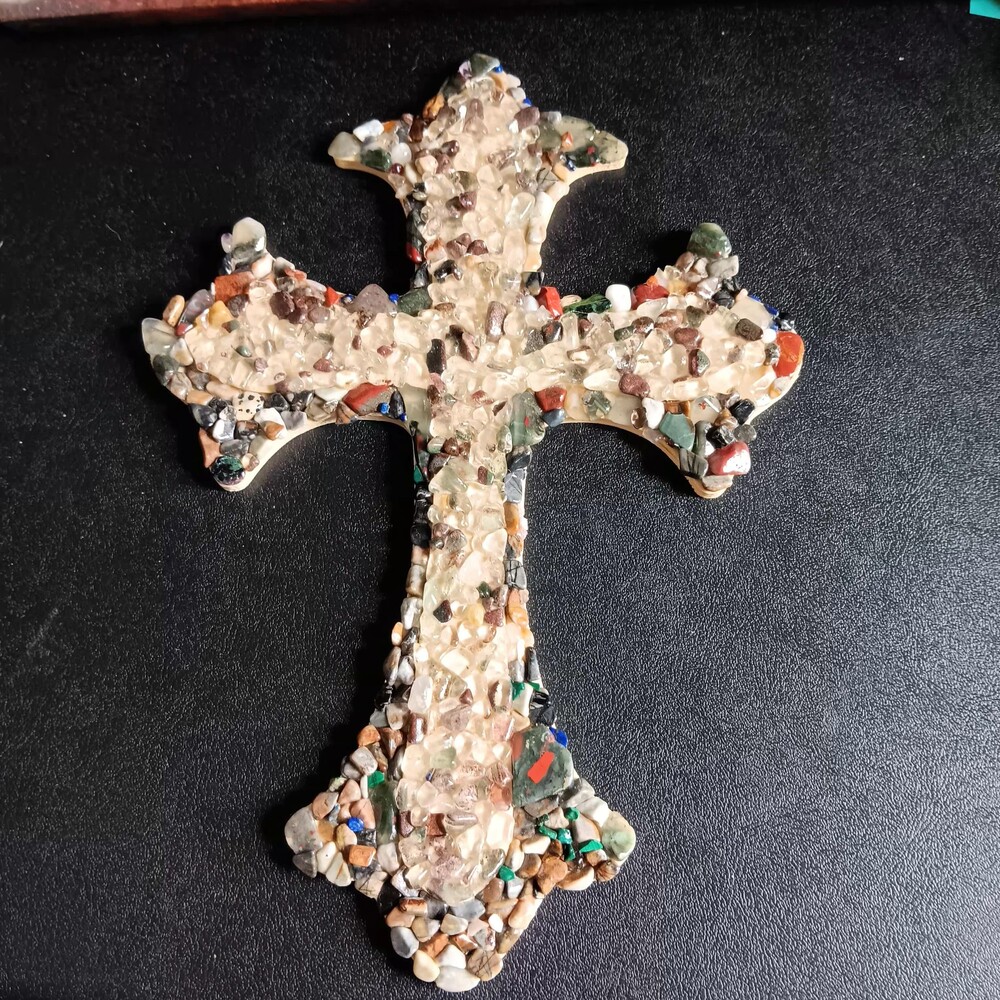 Picasso Jasper and Garden Quartz Cross Spiritual Decor